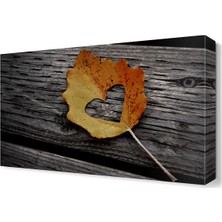 Dekor Sevgisi Kalp Yaprak Tablosu 45x30 cm
