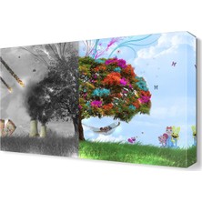 Dekor Sevgisi Mutlu ve Mutsuz Ağaç Canvas Tablo  45x30 cm