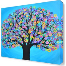 Dekor Sevgisi Renkli Ağaç Tablosu 40x40 cm