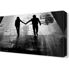 Dekor Sevgisi Karanlıkta Yürüyen Sevgililer Tablosu 45x30 cm