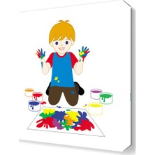 Dekor Sevgisi Boyama Yapan Çocuk Tablosu 50x50 cm