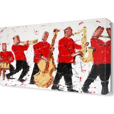 Dekor Sevgisi Kırmızılı Müzisyenler Tablosu 45x30 cm