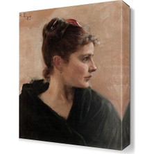 Dekor Sevgisi Yan Kadın Portresi Tablosu 45x30 cm