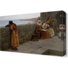 Dekor Sevgisi Terasta Düşünen Kadın Tablosu 45x30 cm