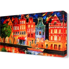 Dekor Sevgisi Turuncu Evler Tablosu 90x60 cm