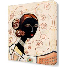 Dekor Sevgisi Siyah Yüzlü Kadın Tablosu 45x30 cm