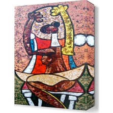 Dekor Sevgisi Renkli Kadın Figürü Tablosu 45x30 cm