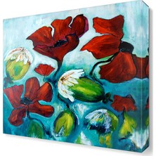 Dekor Sevgisi Tomurcuklu Çiçekler Tablosu 45x30 cm