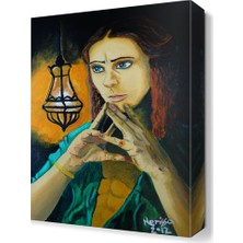 Dekor Sevgisi Mavi Gözlü Güzel Kadın Tablosu 90x60 cm
