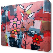 Dekor Sevgisi Pembe ve Kırmızı Çiçekler Tablosu 30x30 cm