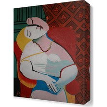 Dekor Sevgisi Kolyeli Kadın Tablosu 45x30 cm