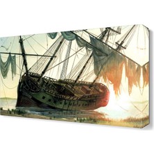Dekor Sevgisi Kıyıya Vurmuş Gemi Tablosu 45x30 cm