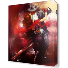 Dekor Sevgisi Dans Eden Şapkalı Çift Tablosu 45x30 cm