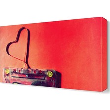 Dekor Sevgisi Kalp Şekilli Çanta Canvas Tablo  45x30 cm