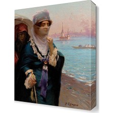 Dekor Sevgisi Kadın ve Kızkulesi Tablosu 45x30 cm