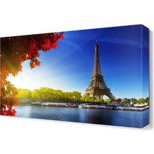 Dekor Sevgisi Kırmızı Çiçekler ve Eyfel Kulesi Tablosu  45x30 cm