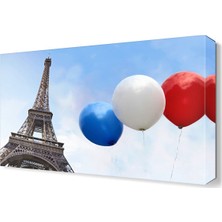 Dekor Sevgisi Balonlar ve Eyfel Kulesi Tablosu 45x30 cm