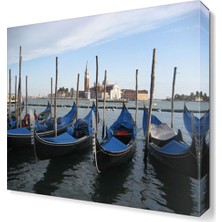Dekor Sevgisi Venedik Kayıklar Şehir Tablosu 45x30 cm