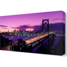 Dekor Sevgisi Amerika Mor Gece Köprüsü Tablo 45x30 cm