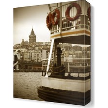 Dekor Sevgisi Gemi ve Galata Köprüsü Manzara Tablosu 45x30 cm