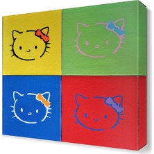 Dekor Sevgisi Pop Art Kedi Canvas Tablo  30x30 cm