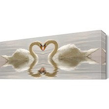 Dekor Sevgisi Kuğuların Kalp Şekli Tablosu 45x30 cm