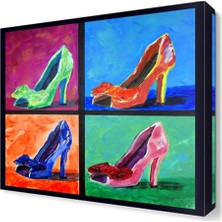 Dekor Sevgisi Pop Art Topuklu Ayakkabı Canvas Tablo  30x30 cm