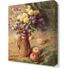 Dekor Sevgisi Saksı İçinde Sarı Mor Çiçek Tablosu 45x30 cm