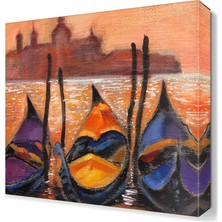 Dekor Sevgisi Renkli Üç Kayık Canvas Tablo 30x30 cm