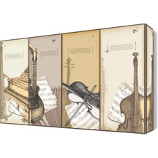 Dekor Sevgisi Notalı Müzik Aletleri Canvas Tablo 45x30 cm