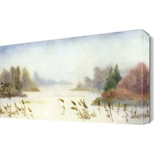 Dekor Sevgisi Ağaçların Arasındaki Nehir Tablosu 45x30 cm