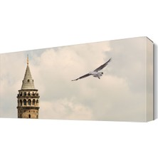 Dekor Sevgisi Galata Kulesi ve Martı Tablosu 45x30 cm