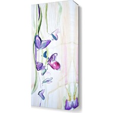 Dekor Sevgisi Kalpli Mor Çiçekler Tablosu 45x30 cm