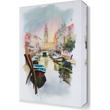 Dekor Sevgisi Kayık Şehir Tablosu 45x30 cm