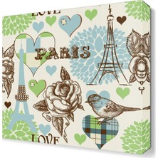 Dekor Sevgisi Paris Yazısı Dekoratif Şekiller Tablosu 30x30 cm