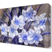 Dekor Sevgisi Beyaz Mor Çiçek Tablosu 45x30 cm