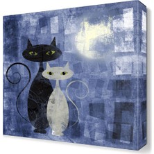 Dekor Sevgisi Siyah Beyaz Kedi Tablosu 30x30 cm
