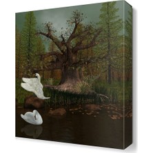 Dekor Sevgisi Uçan Kuğu Tablosu 45x30 cm