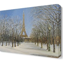 Dekor Sevgisi Kar ve Eyfel Kulesi Tablo 45x30 cm