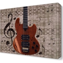 Dekor Sevgisi Elektro Gitar ve Notalar Tablosu 30x30 cm