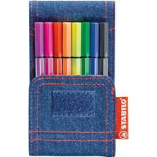 Stabilo Pen 68 Mini Jeans 8'li Set Renkli Keçe Uçlu Boya Kalemleri Denim Kapaklı