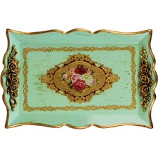 Ancel Ahsap Mavı Eskitme Tepsi 38x24Cm
