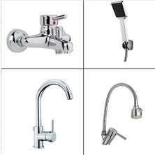 ARÇE Delta Spiralli Evye + Lavabo + Banyo Bataryası + Duş Takımı