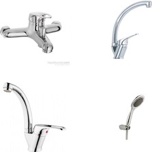ARÇE Lavabo + Evye + Banyo Bataryası + Mafsallı Duş Takımı