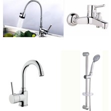 ARÇE Delta Spiralli Evye + Lavabo + Banyo Bataryası + Sürgülü Duş Takımı