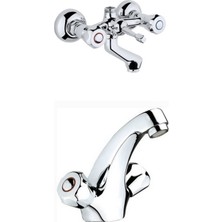 ARÇE Klasik Çevirmeli Banyo Ve Kartal Lavabo Bataryası
