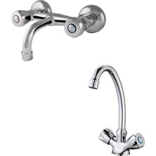 ARÇE Klasik Çevirmeli Kuğu Evye Ve Sabit Lavabo Bataryası