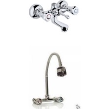 ARÇE Klasik Çevirmeli Banyo Ve Spiralli Lavabo Bataryası