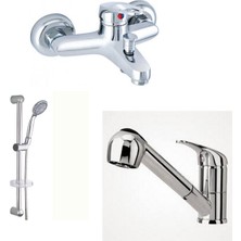 ARÇE Mix Spiralli Mutfak Ve Banyo Bataryası + Sürgülü Duş Takımı
