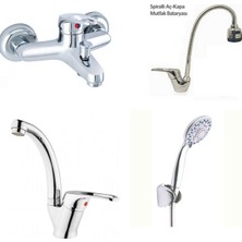 ARÇE Mix Spiralli Evye + Banyo + Kuğu Lavabo Bataryası Ve Duş Takımı